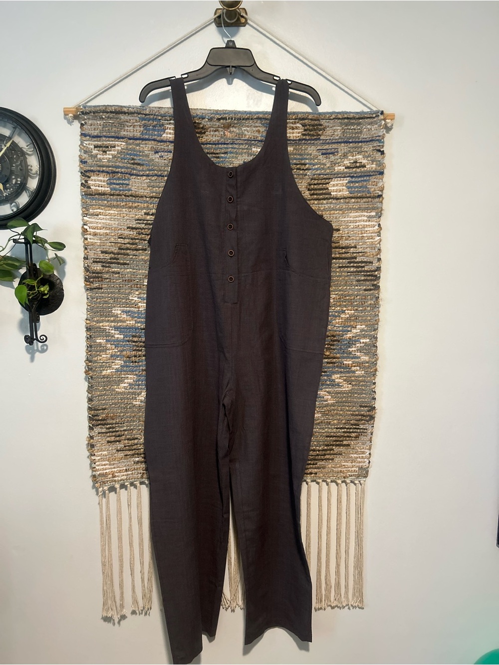 Women's Gray Jumpsuit with Front Buttons